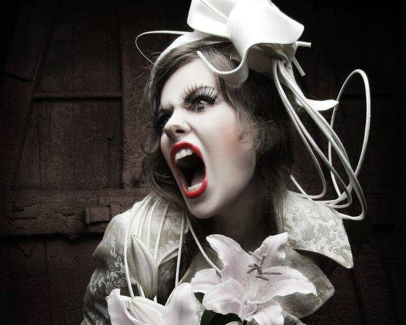 Woman Screaming with Flowers