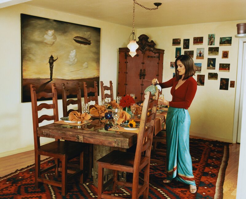 Woman serving at dining table