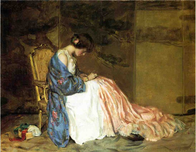 Woman Sewing Dress