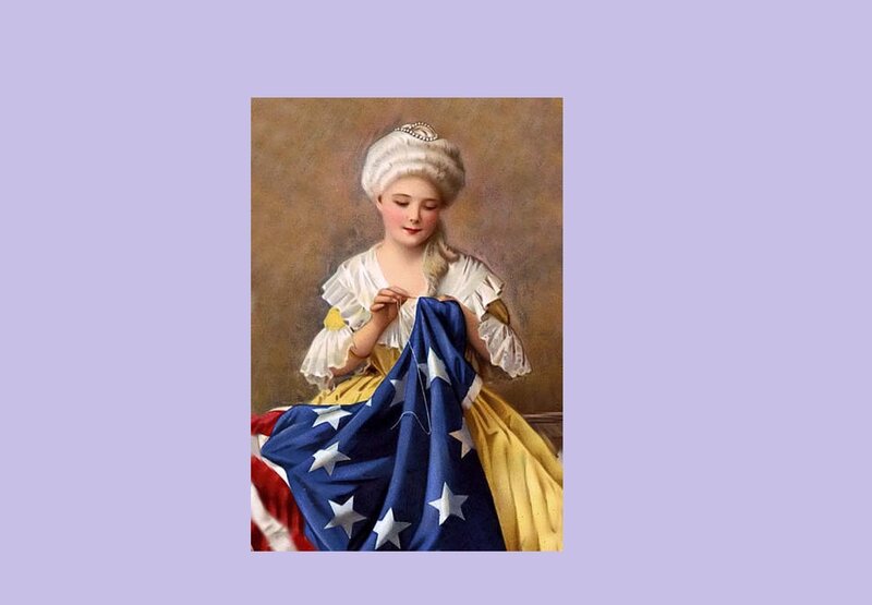 Woman Sewing Flag