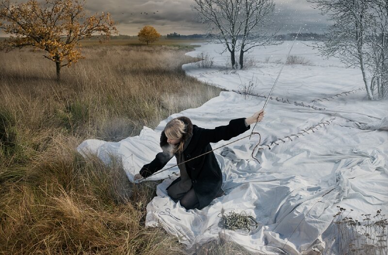 Woman Sewing Tarp