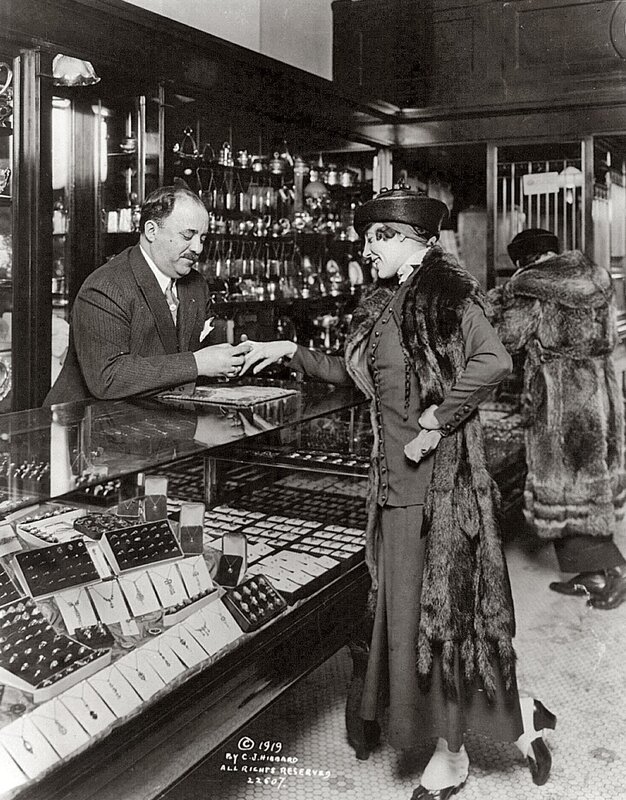 Woman shopping at jewelry store