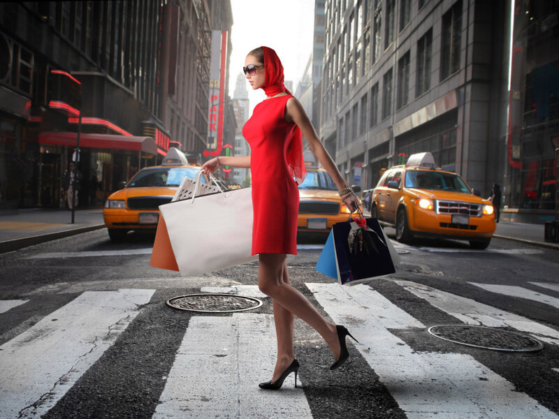 Woman shopping in city
