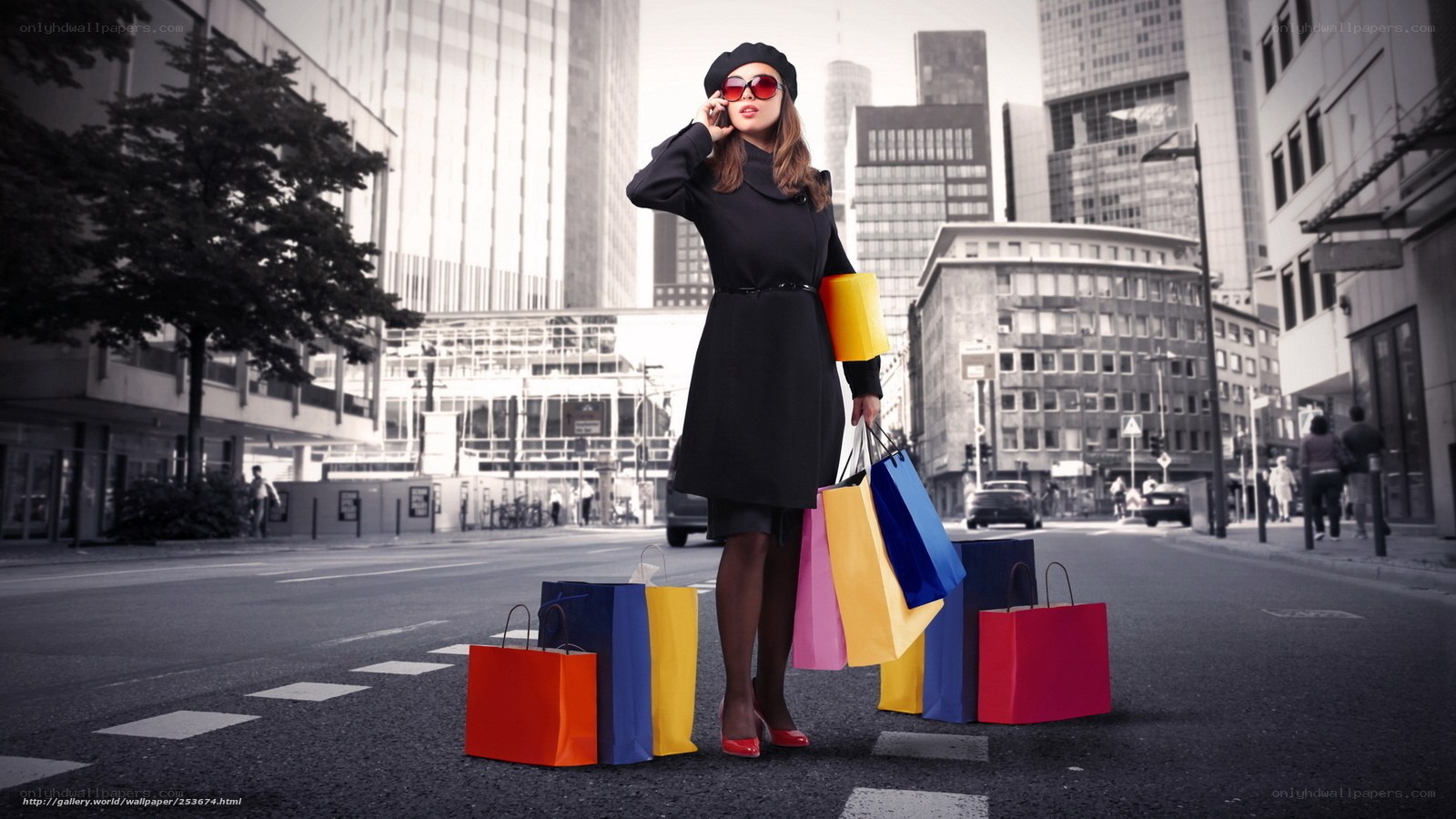 Woman shopping in city
