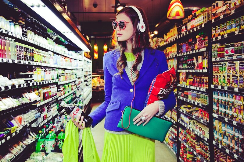 Woman shopping in grocery store