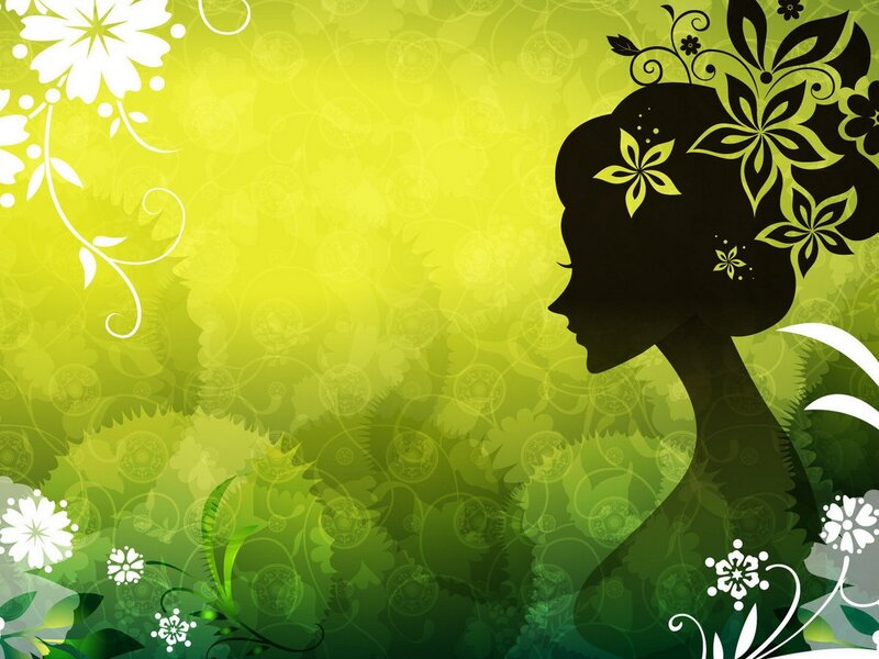 woman silhouette with floral design