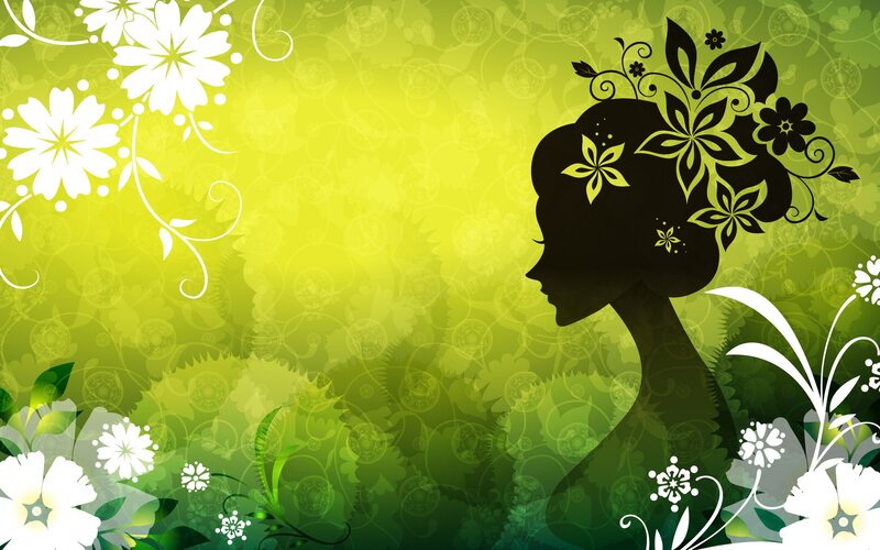 woman silhouette with floral design