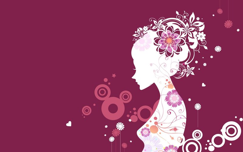woman silhouette with floral design