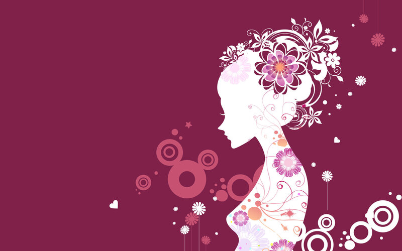 woman silhouette with floral design