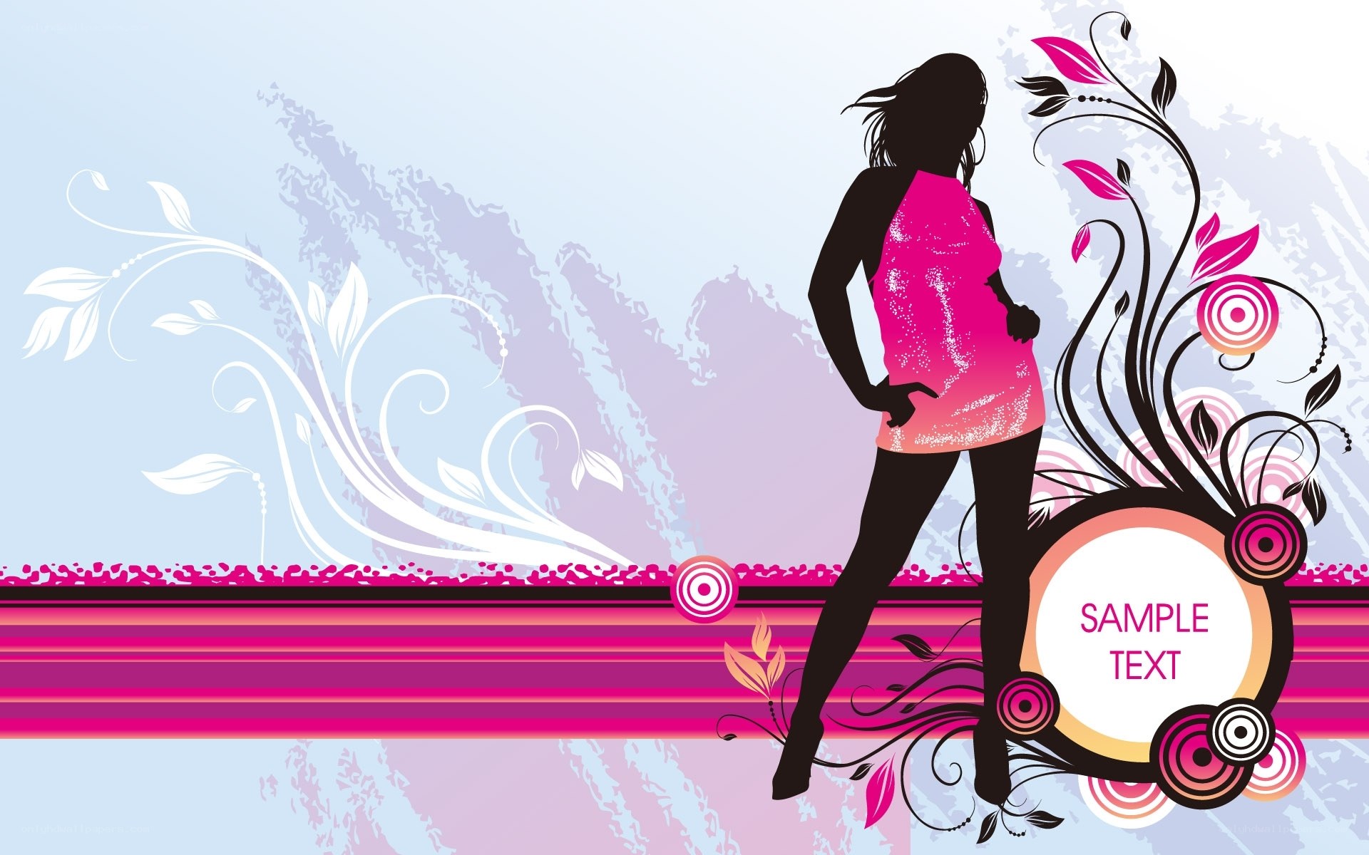 woman silhouette with floral design