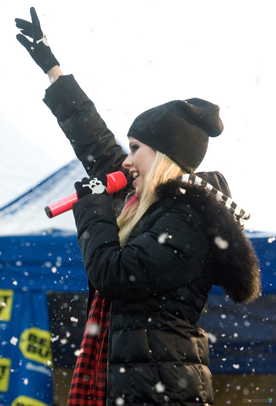 Woman singing in the snow