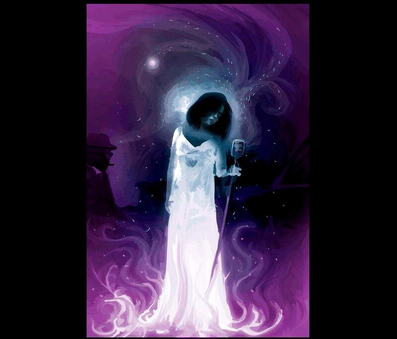 woman singing in white dress