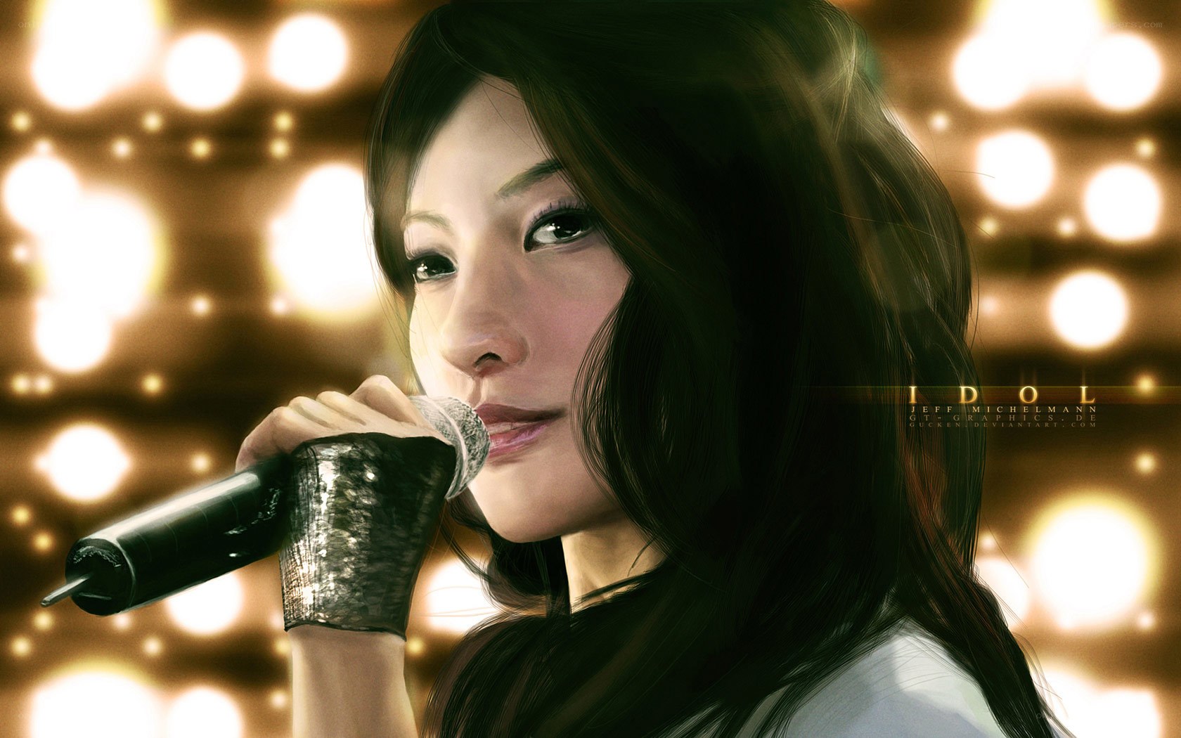 woman singing into microphone