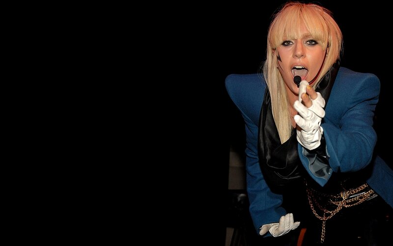 Woman Singing into Microphone — Black, Dramatic, Night, Photograph, Gloves
