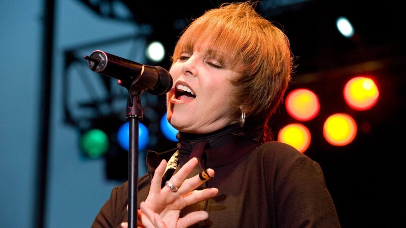 Woman Singing into Microphone — Black, Energetic, Night, Photograph, Stage Lights
