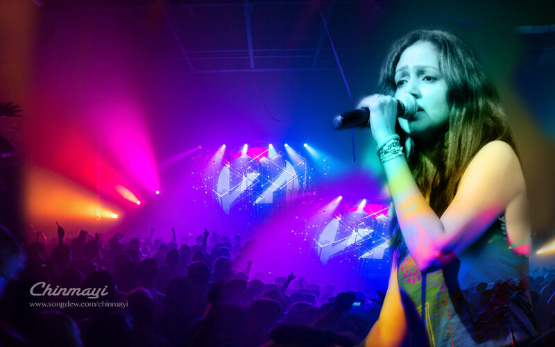 Woman Singing into Microphone — Purple, Energetic