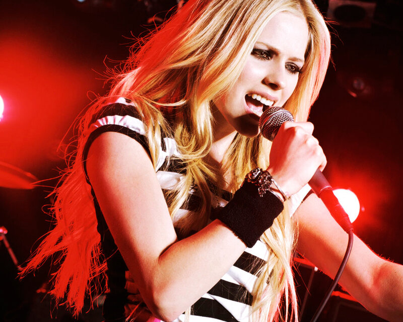 Woman Singing into Microphone — Red, Energetic, Night
