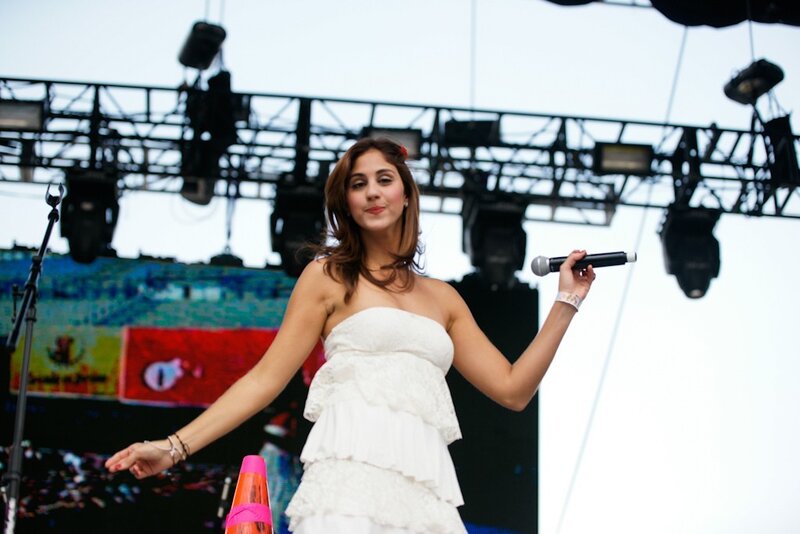 Woman singing on stage