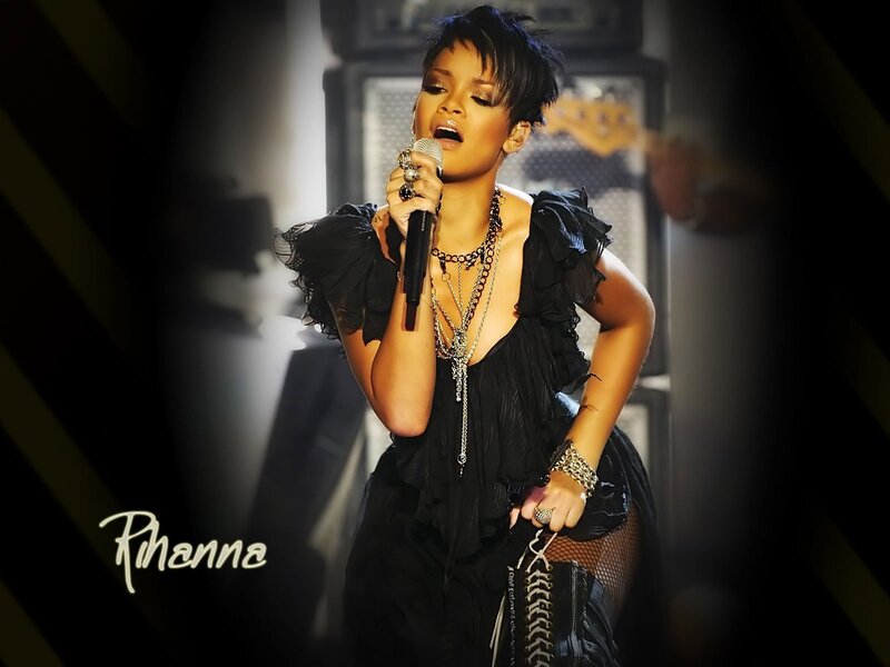 Woman Singing on Stage — Black, Dramatic, Photograph, Microphone, Necklaces