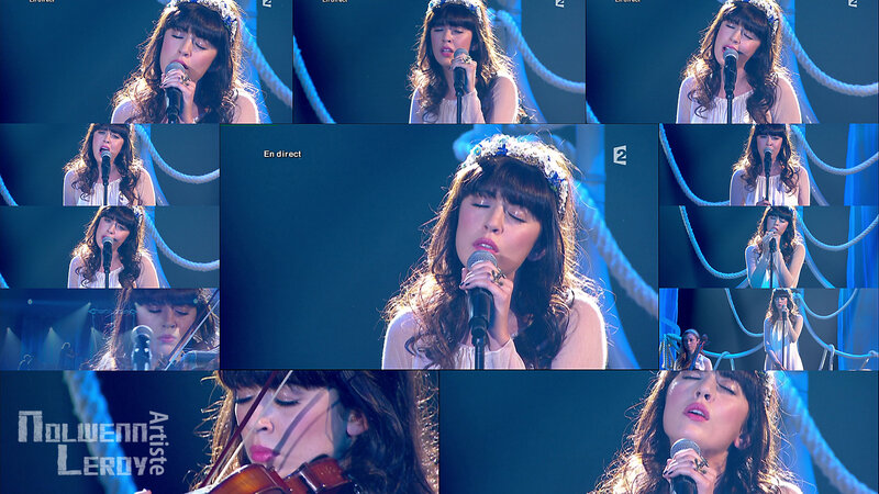 Woman Singing on Stage — Blue, Dramatic, Photograph, Microphone