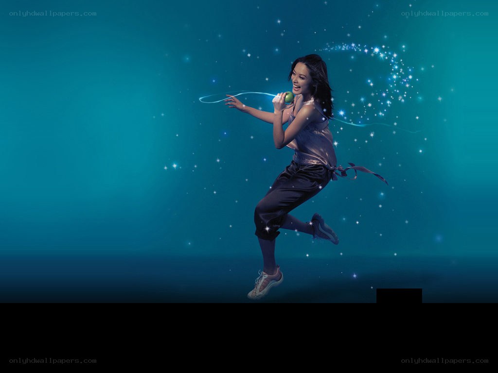woman singing with sparkles