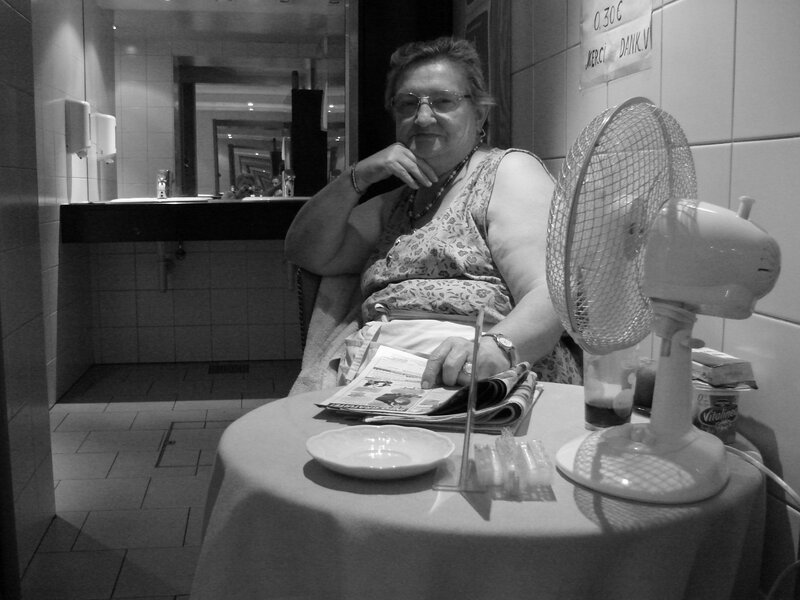 Woman Sitting at Table — Black, Calm