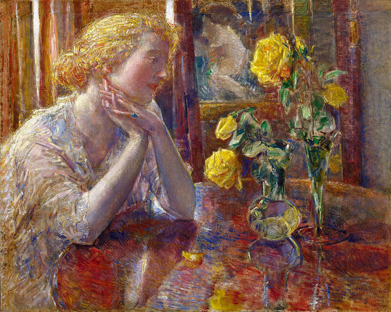 Woman Sitting at Table — Yellow
