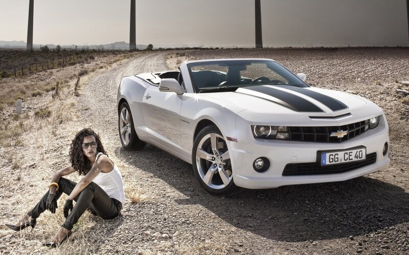 Woman Sitting Beside Car — White