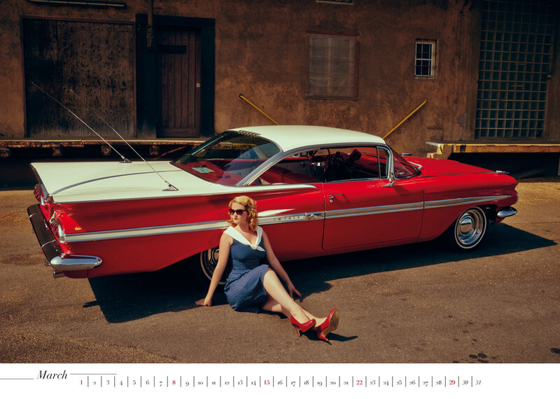 Woman Sitting by Car — Red, Dramatic, Afternoon