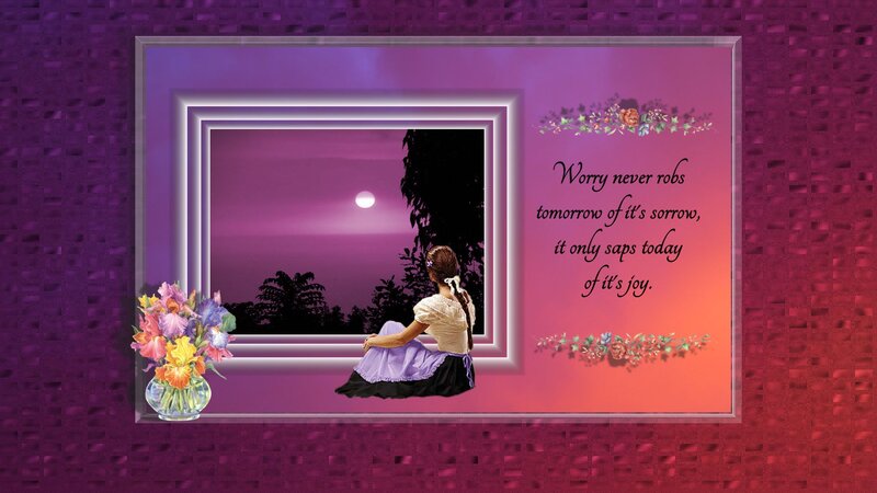 Woman Sitting by Window — Purple, Serene