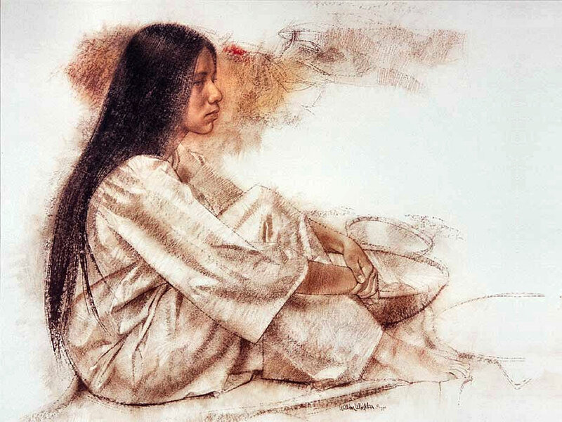 Woman Sitting Cross-legged — Brown