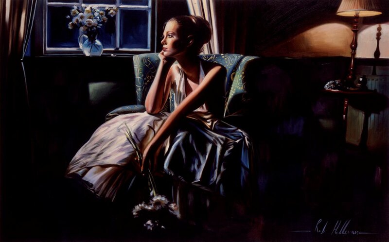 Woman Sitting in Armchair — Blue