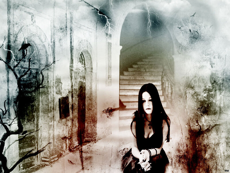 Woman Sitting in Ruins