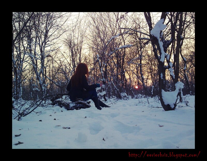 Woman Sitting in Snow — White