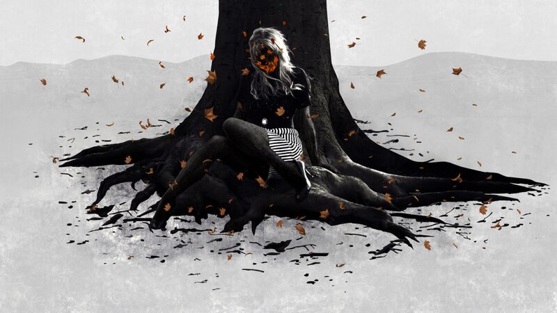 Woman Sitting in Tree Roots