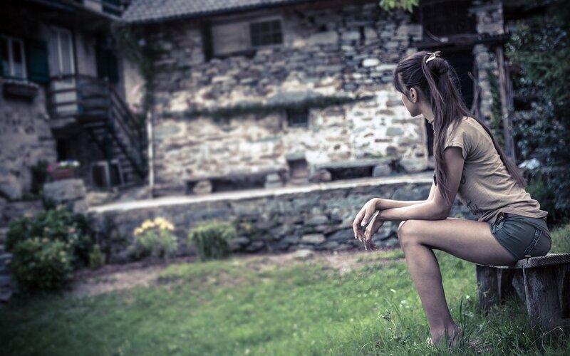 woman sitting on a bench