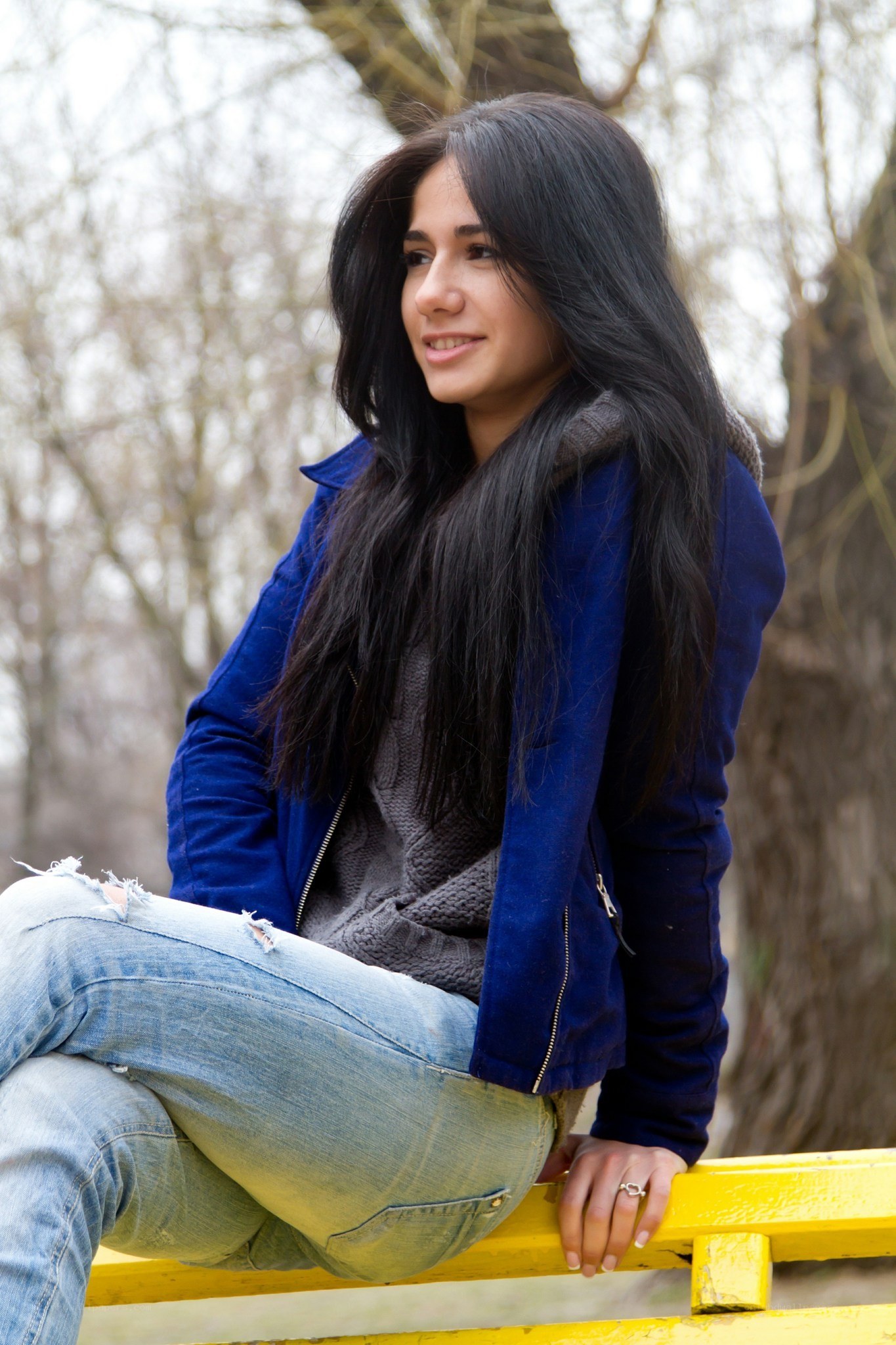 woman sitting on a bench