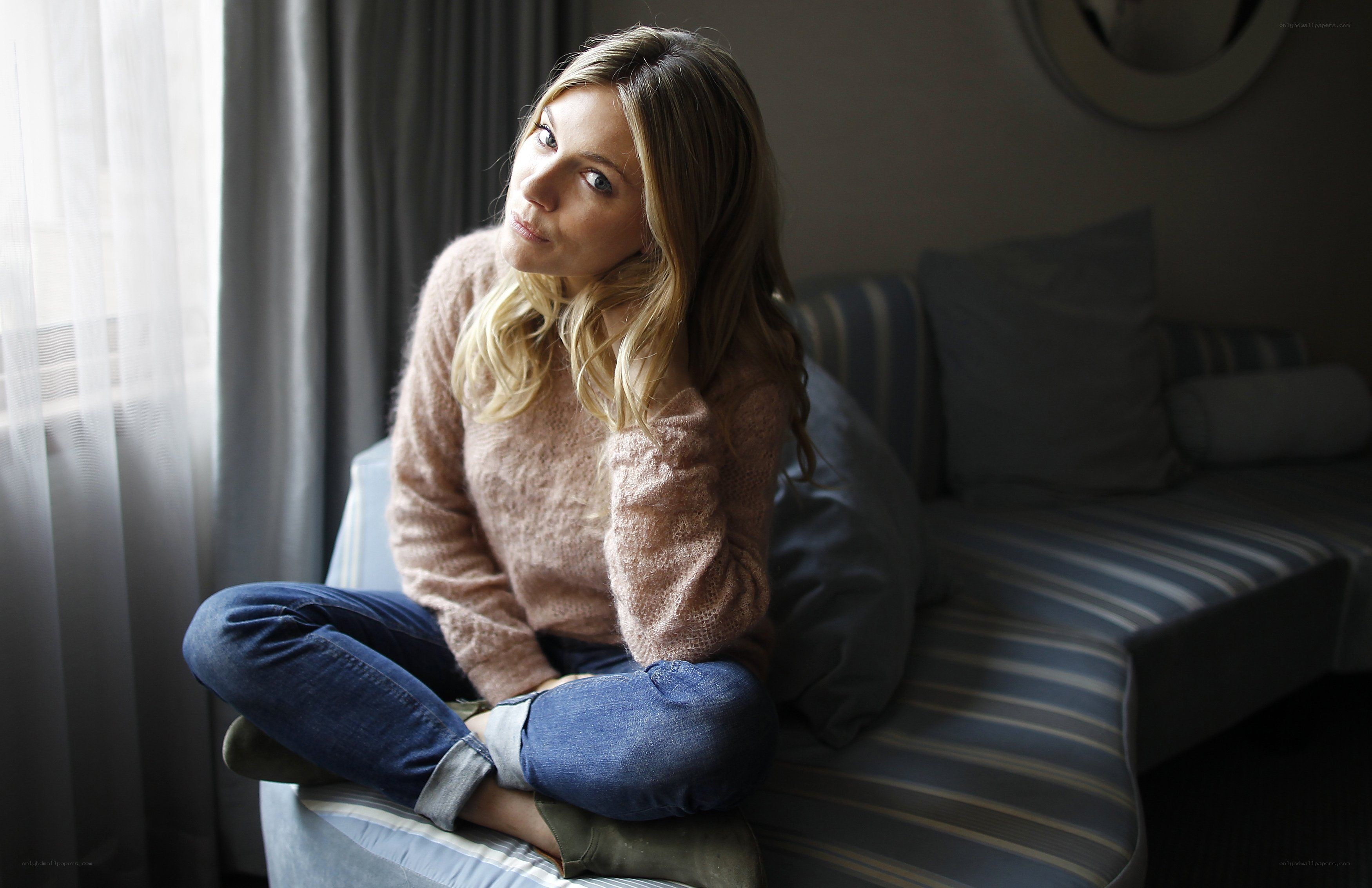 woman sitting on a couch