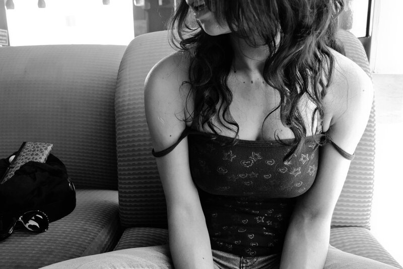 woman sitting on a couch