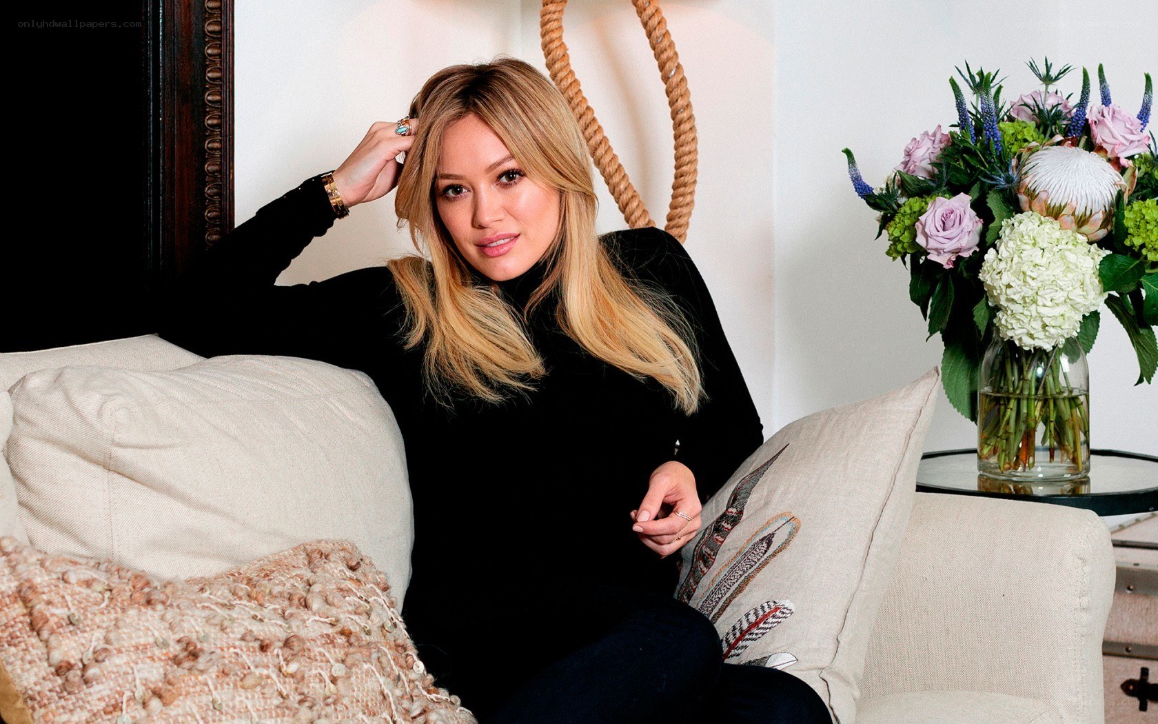 woman sitting on a couch