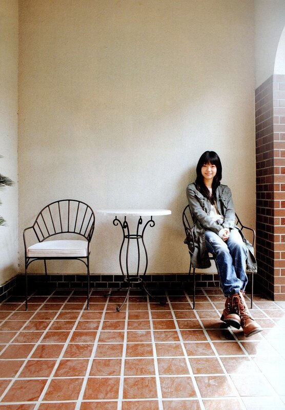 woman sitting on a patio