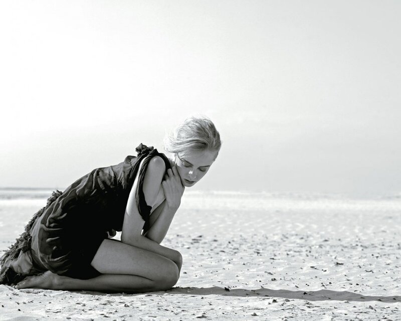 woman sitting on beach