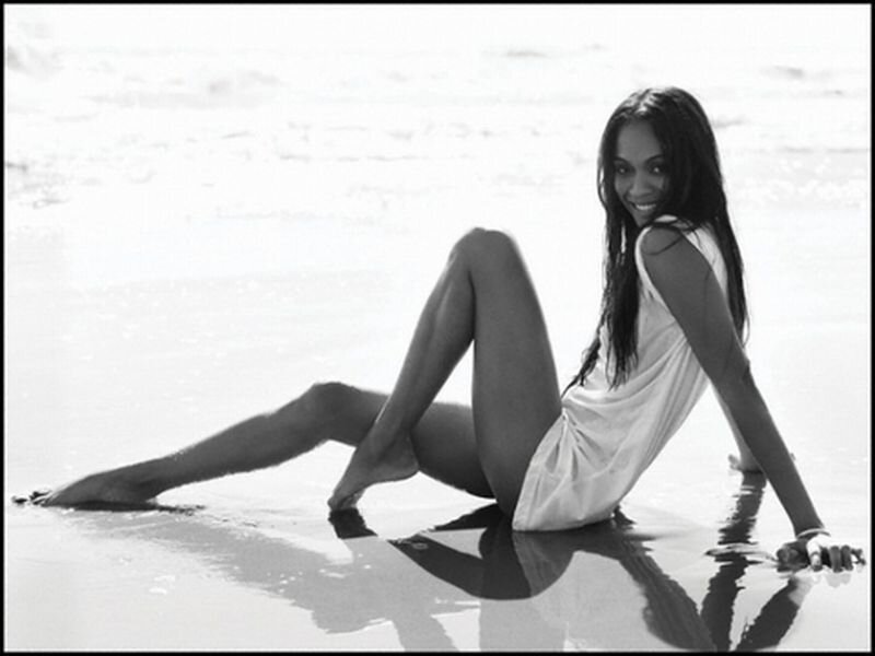 Woman Sitting on Beach — Black