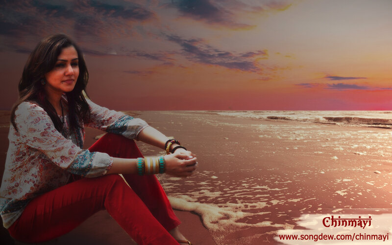 Woman Sitting on Beach — Red, Serene