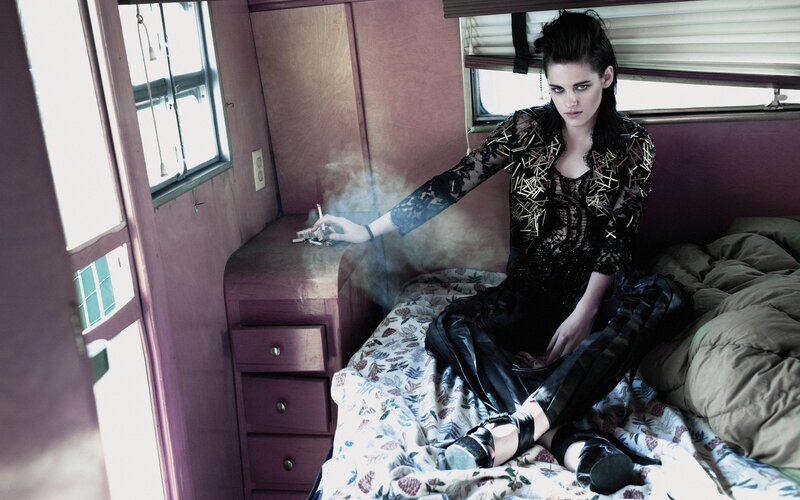 Woman Sitting on Bed — Black, Dramatic, Photograph, Cigarette, Smoke