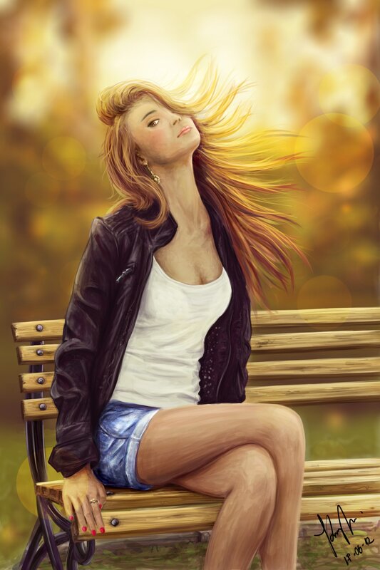 woman sitting on bench