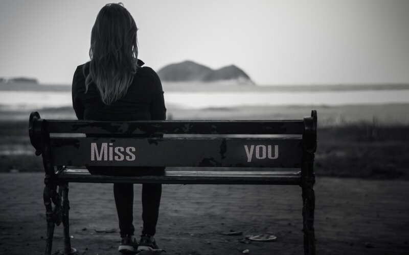 Woman Sitting on Bench — Black, Melancholic, Photograph