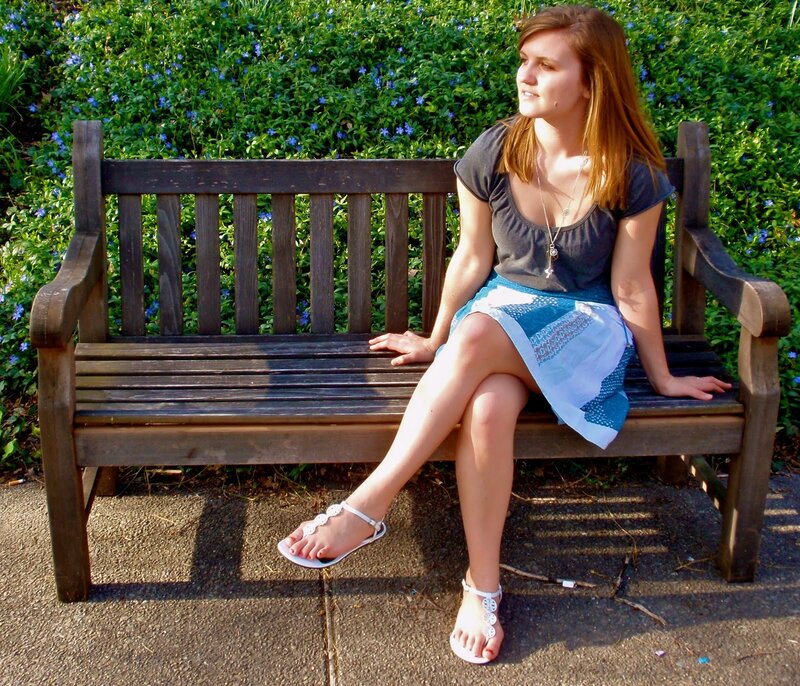 Woman Sitting on Bench — Brown, Serene