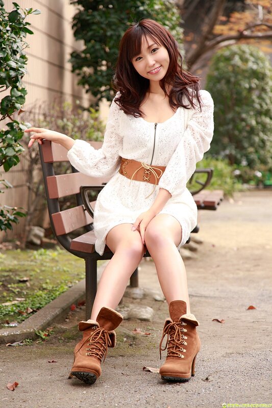 Woman Sitting on Bench — White, Calm, Autumn, Photograph