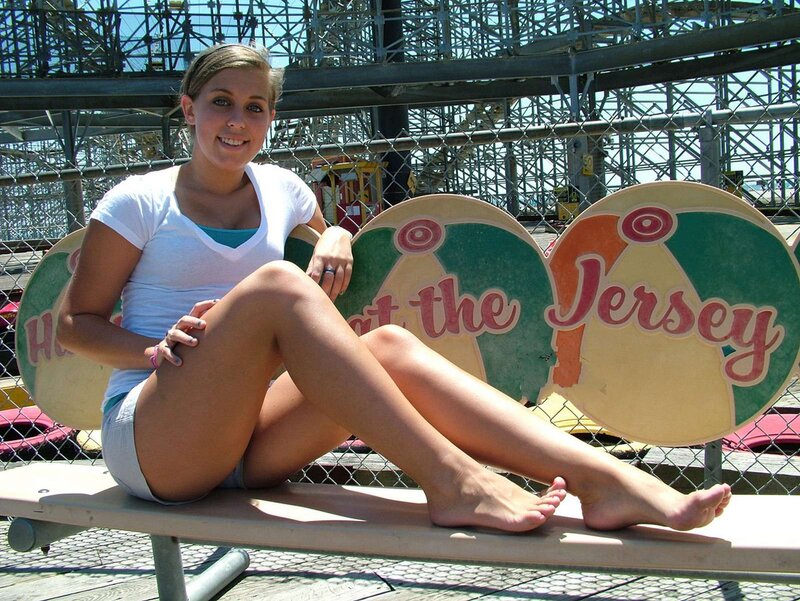 Woman Sitting on Bench — White, Relaxed, Afternoon